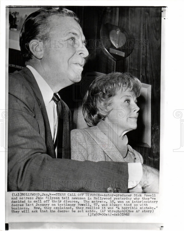 1962, Richard Ewing Dick Powell june allyson - Historic Images