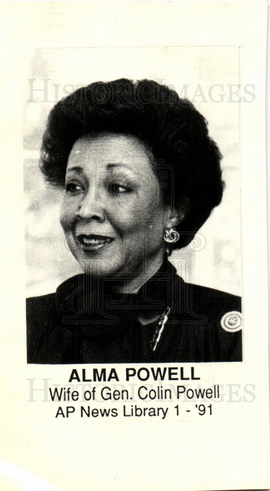 1991 Press Photo Alma Powell Colin Wife Audiologist - Historic Images