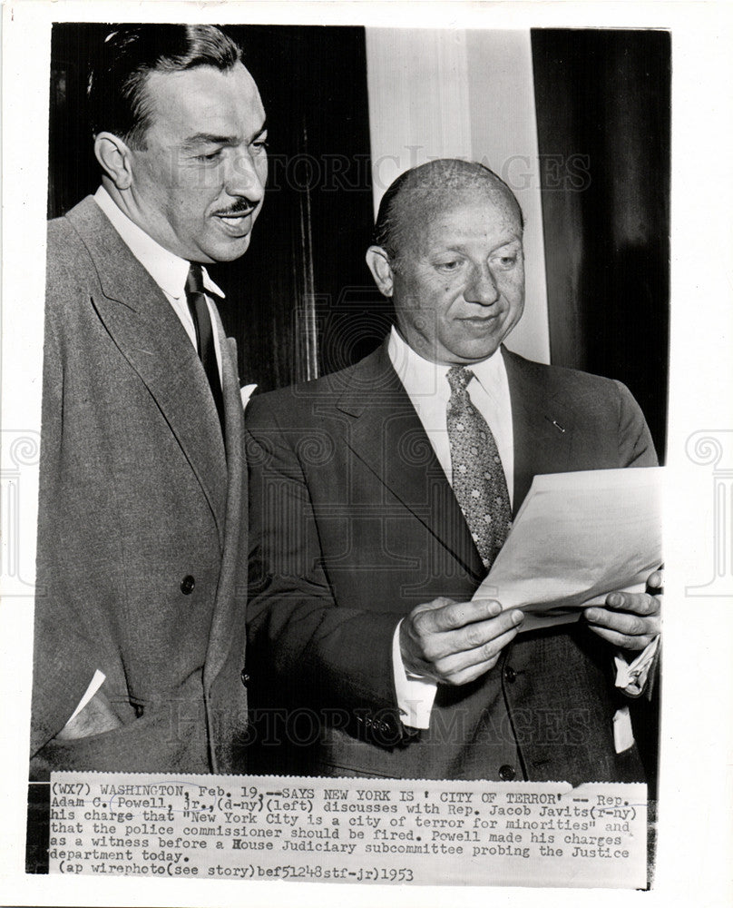 1953 Press Photo Adam Clayton Powell pastor  Harlem - Historic Images