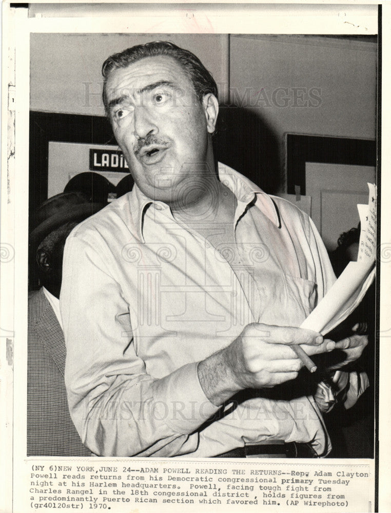 1970 Press Photo Adam Clayton Powell New York Primary - Historic Images