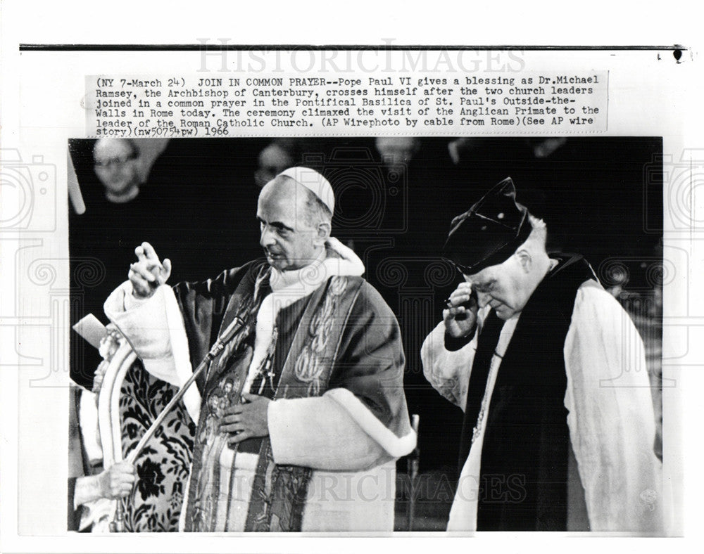 1966 Press Photo Pope Paul VI Michael Ramsey - Historic Images