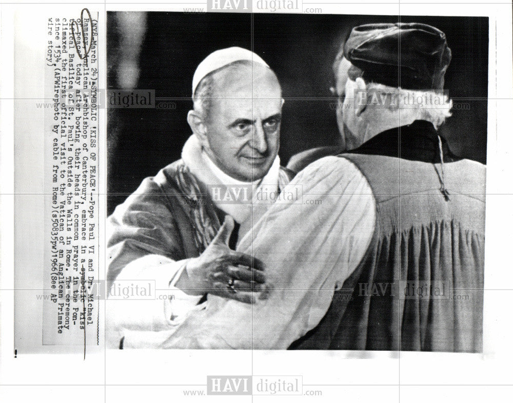 1966 Press Photo Dr Michael Ramsey Anglican Archbishop - Historic Images