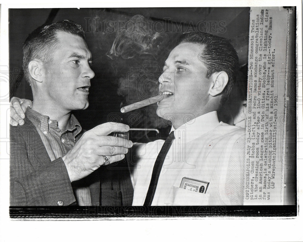 1961 Press Photo chuck stobbs Pedro Ramos League game - Historic Images