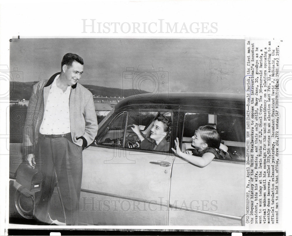 1957 Press Photo Donald Rarick United Steelworkers - Historic Images