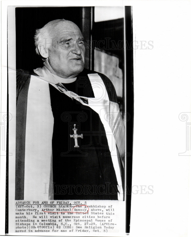 1962 Press Photo Arthur Michael Ramsey Archbishop visit - Historic Images