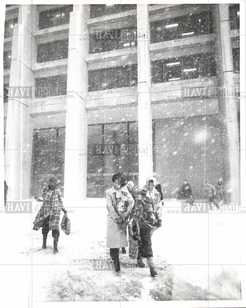 1978 Press Photo snow storm Federal Building Detroit - Historic Images