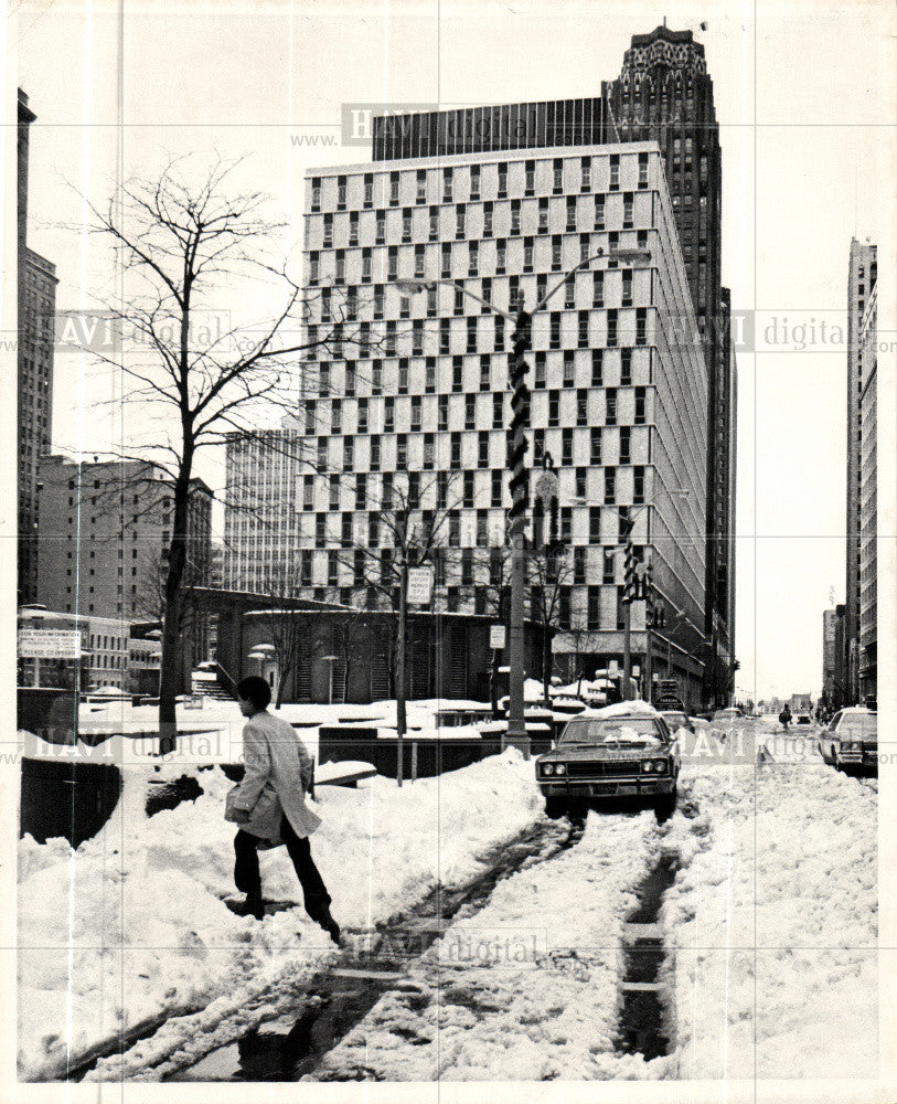 1974 Press Photo Snow storm street Kennedy Square - Historic Images