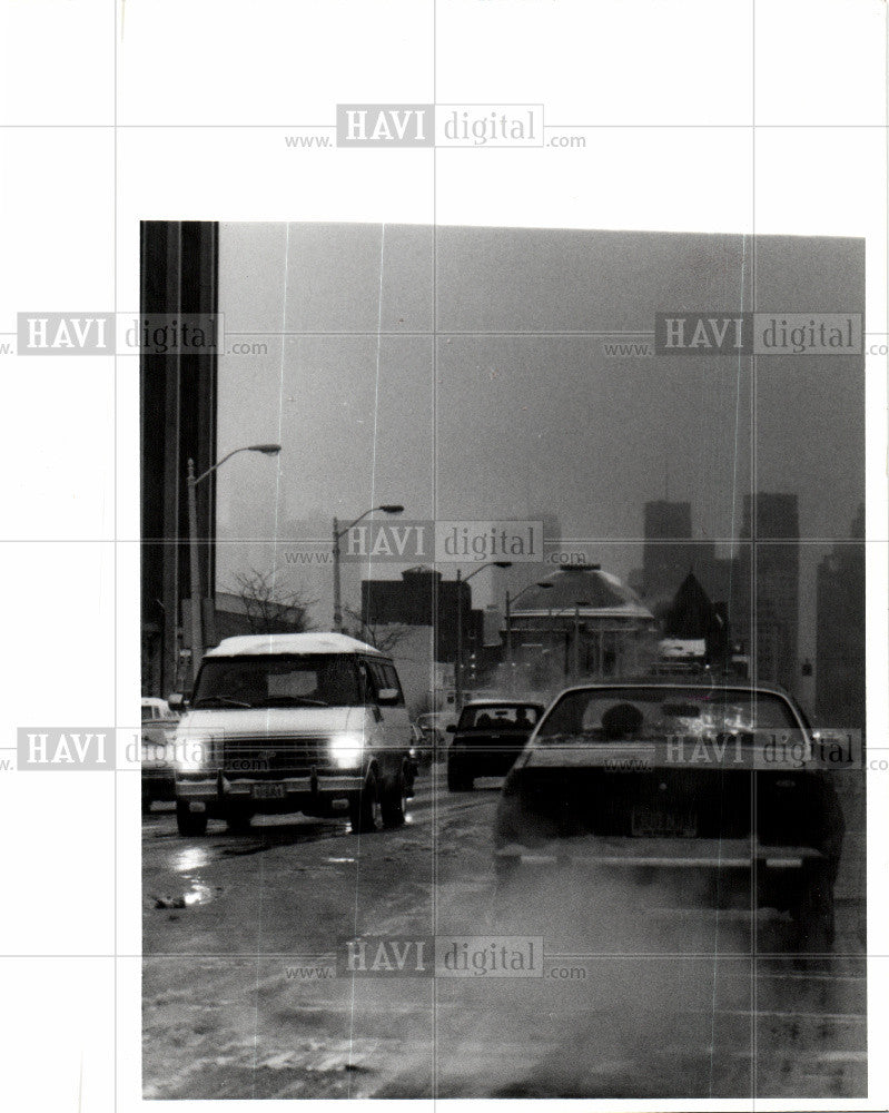 1990 Press Photo Weather Traffic - Historic Images