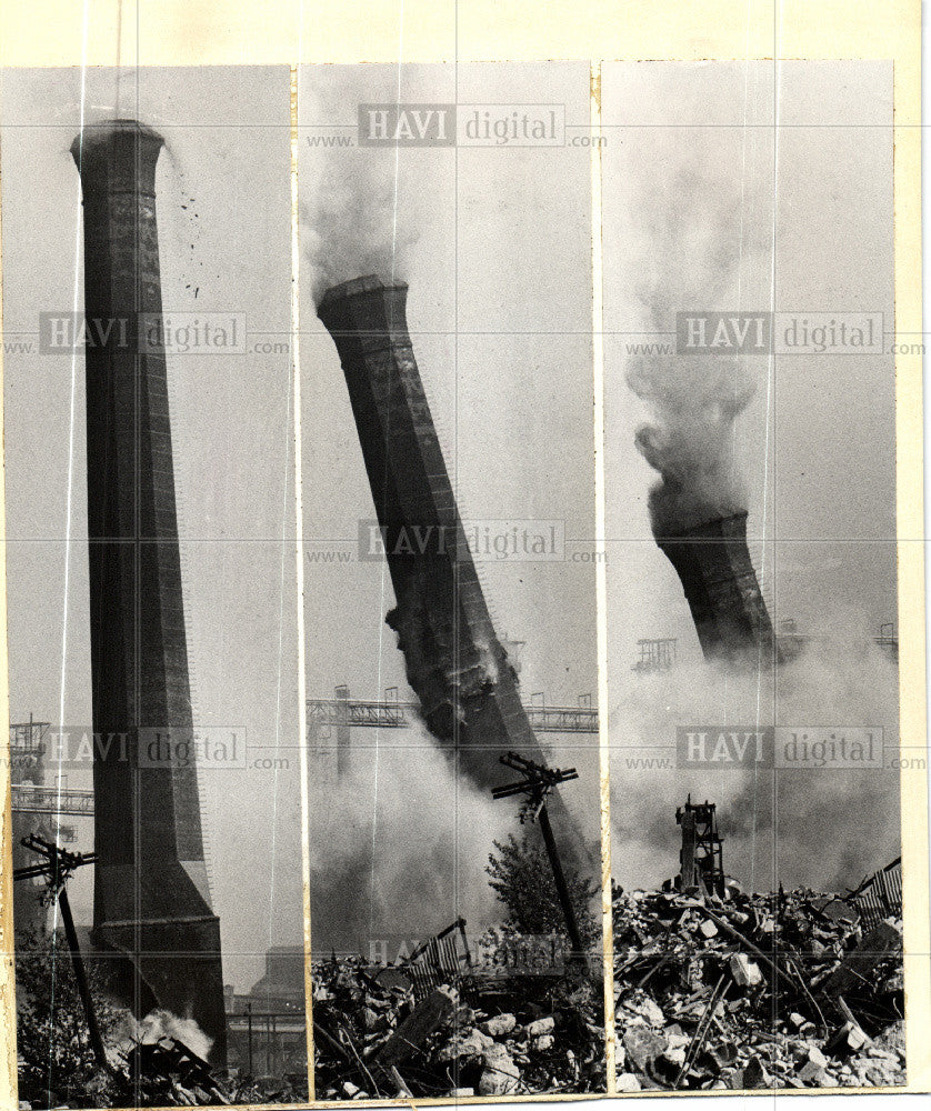 1974 Press Photo 230-foot high smokestack Detroit - Historic Images