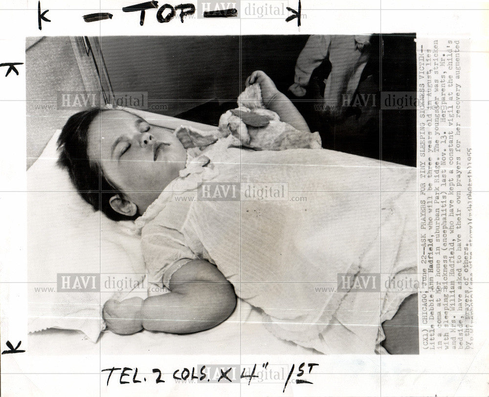 1955 Press Photo Sleeping Sickness Debbie Ann Hadfield - Historic Images