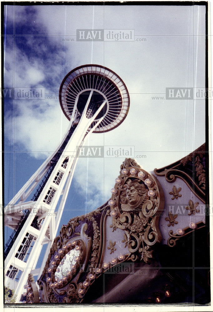 1990 Press Photo Space Needle Seattle tower Washington - Historic Images