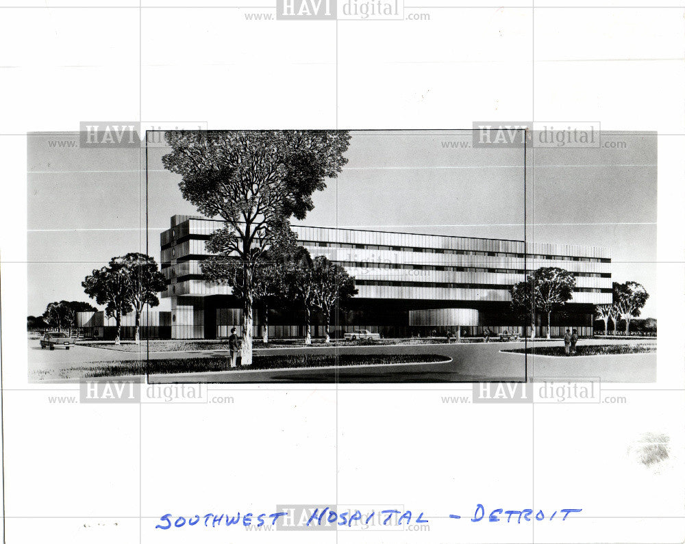 1970 Press Photo Southwest Hospital Detroit - Historic Images