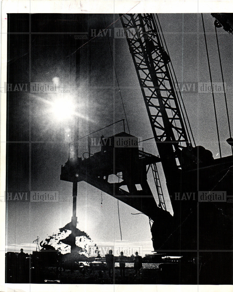 1973 Press Photo Renaissance Center auger mud shaft - Historic Images
