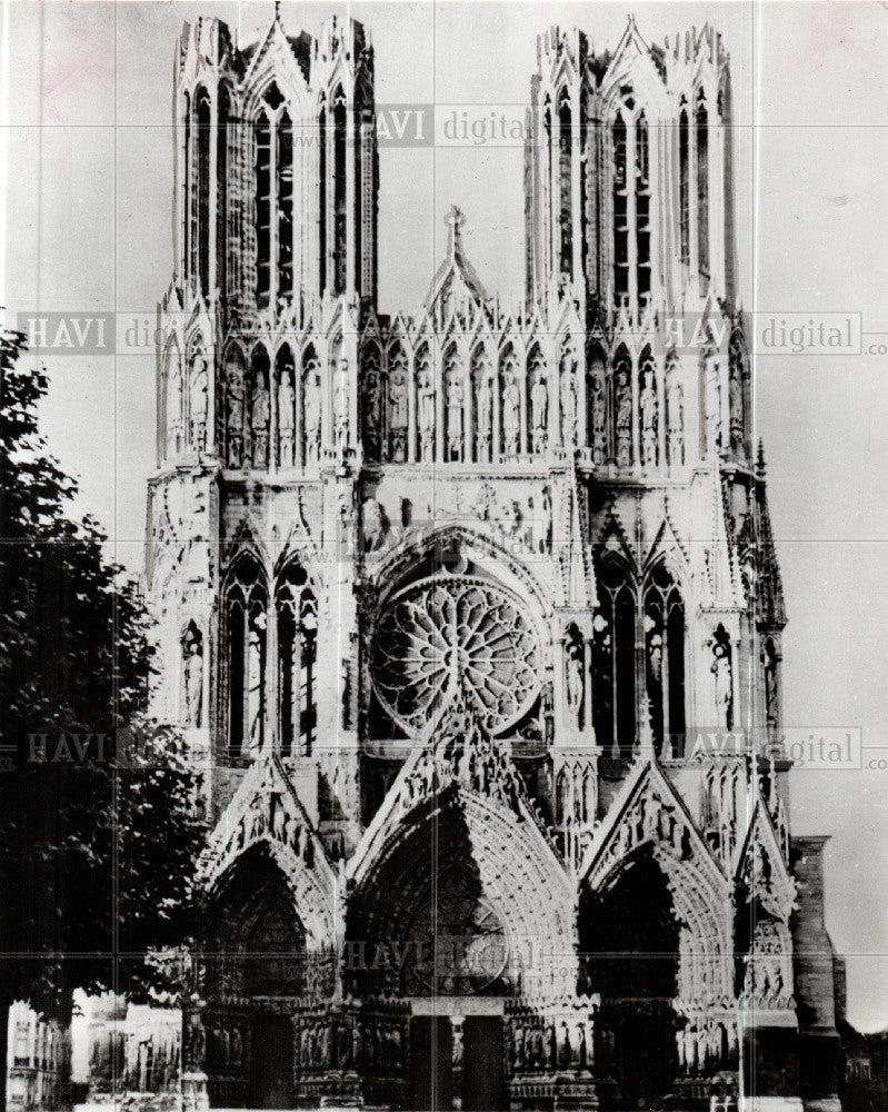 1978 Press Photo Reims Cathedral gothic World War II - Historic Images