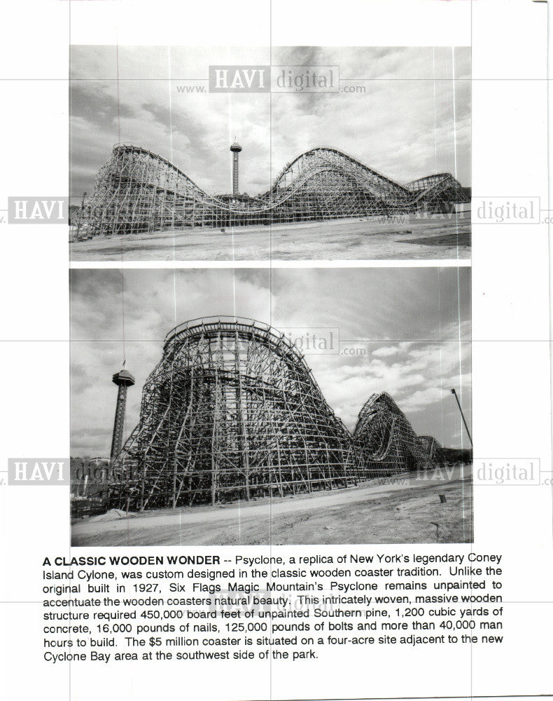 1991 Press Photo Psyclone Coney Island Cyclone Replica - Historic Images