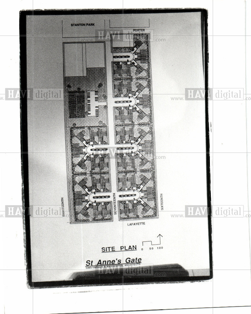 1991 Press Photo St Ann&#39;s Gate Housing Units Site Plan - Historic Images