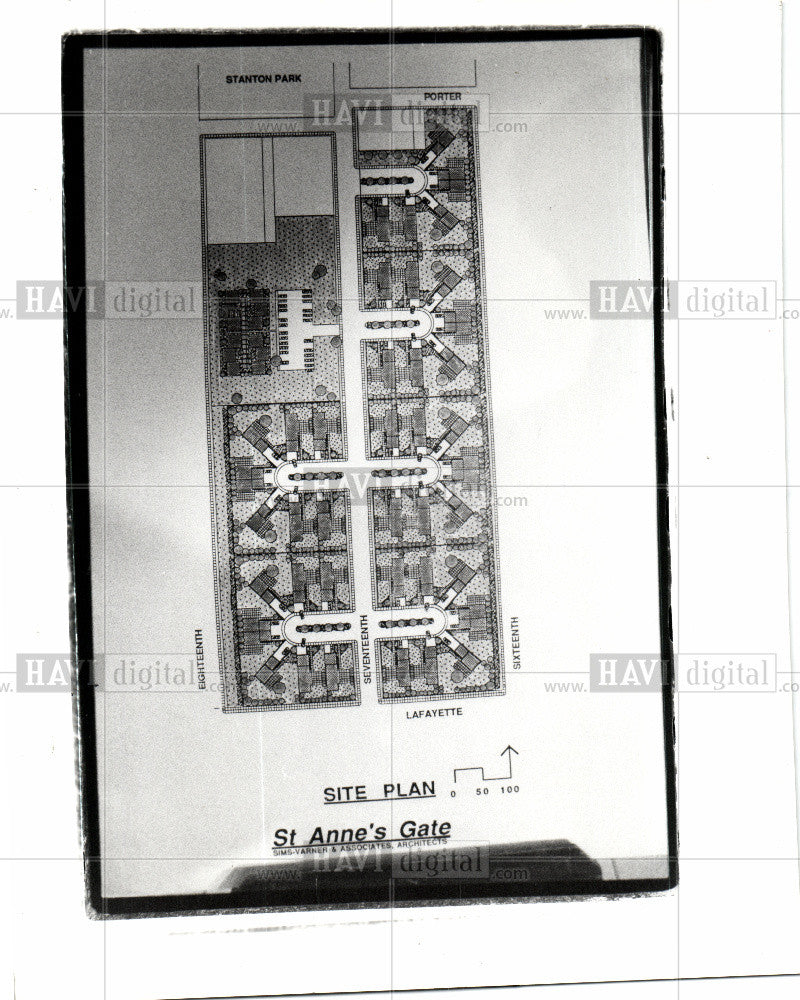 1991 Press Photo St Ann's Gate Housing Units Site Plan - Historic Images