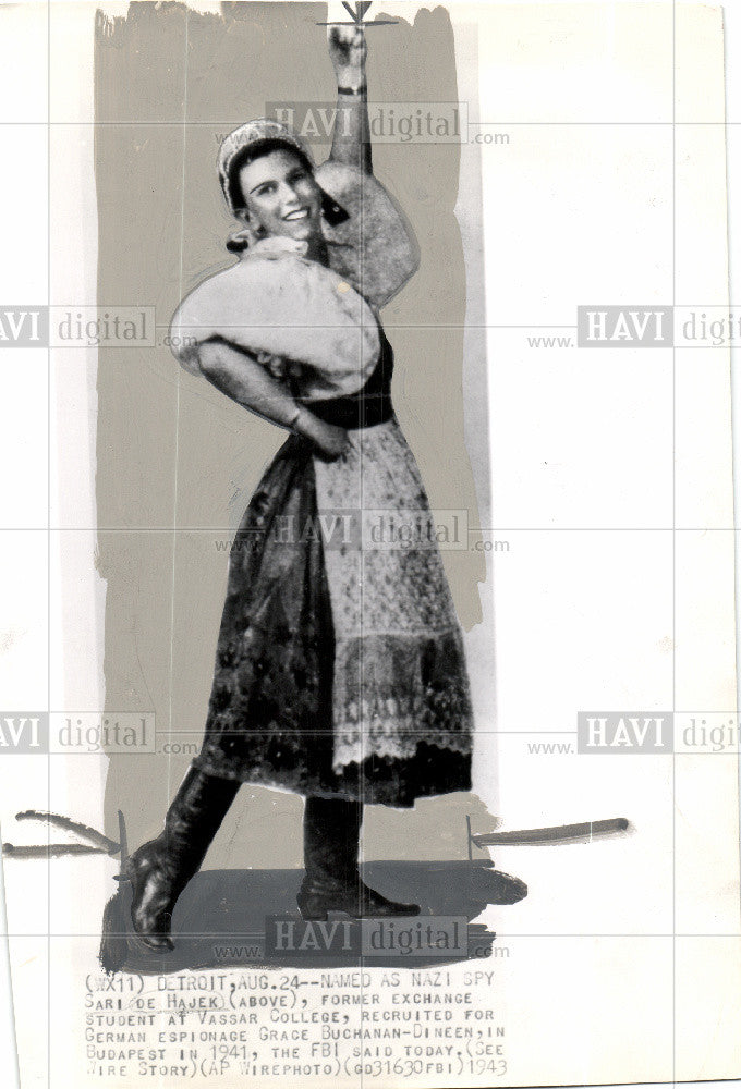 1943 Press Photo Nazi spy recruiter Sari De Hajek - Historic Images