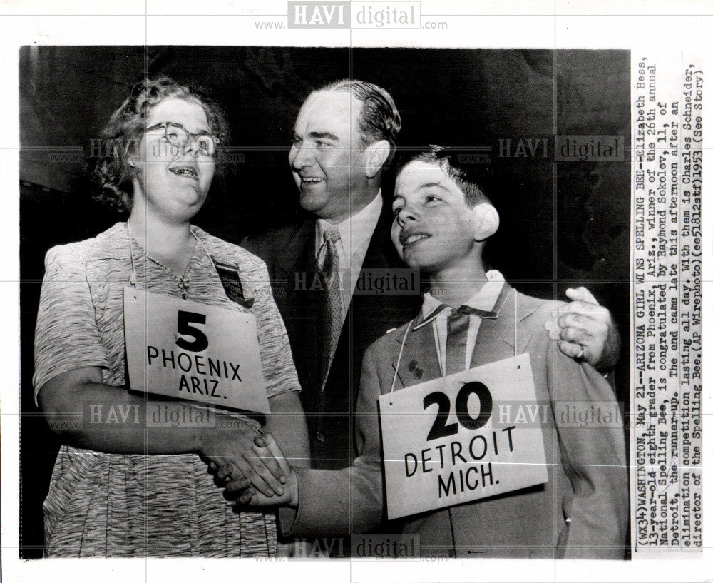 1953 Press Photo Spelling bee Spelling bee English word - Historic Images