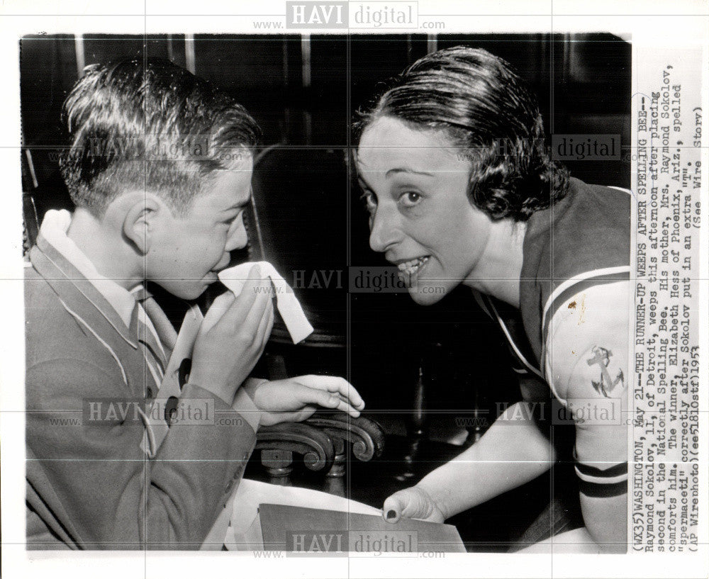 1953 Press Photo Raymond Sokolov Detroit Spelling Bee - Historic Images