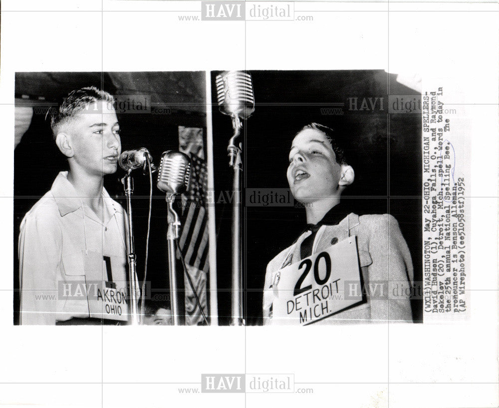 1952 Press Photo Spelling Bee Hudson Sokolov - Historic Images