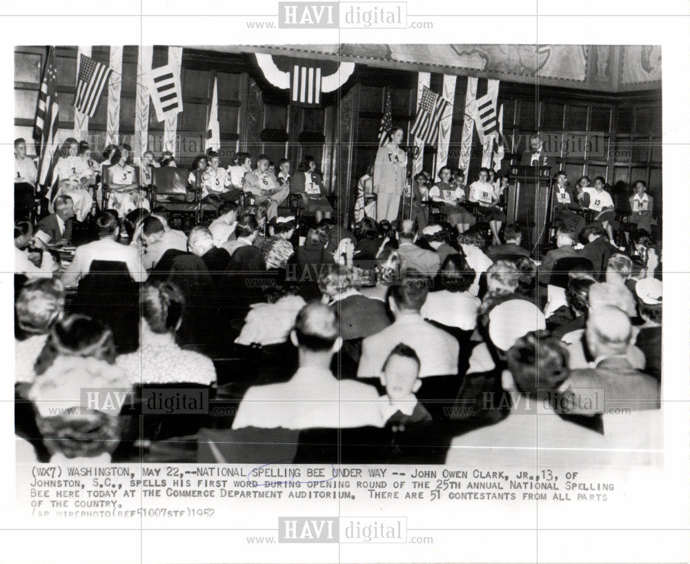 1952 Press Photo 25th Annual National Spelling Bee - Historic Images