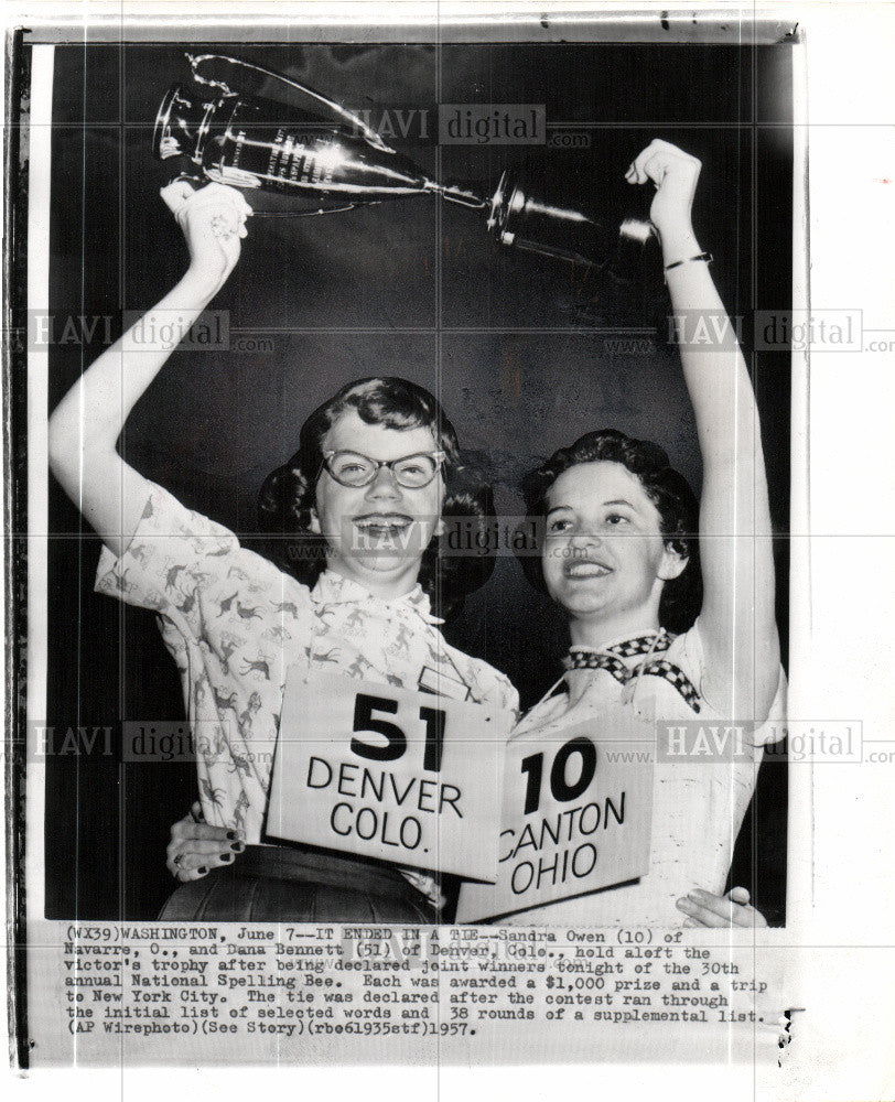 1957 Press Photo National Spelling Bee Championship - Historic Images