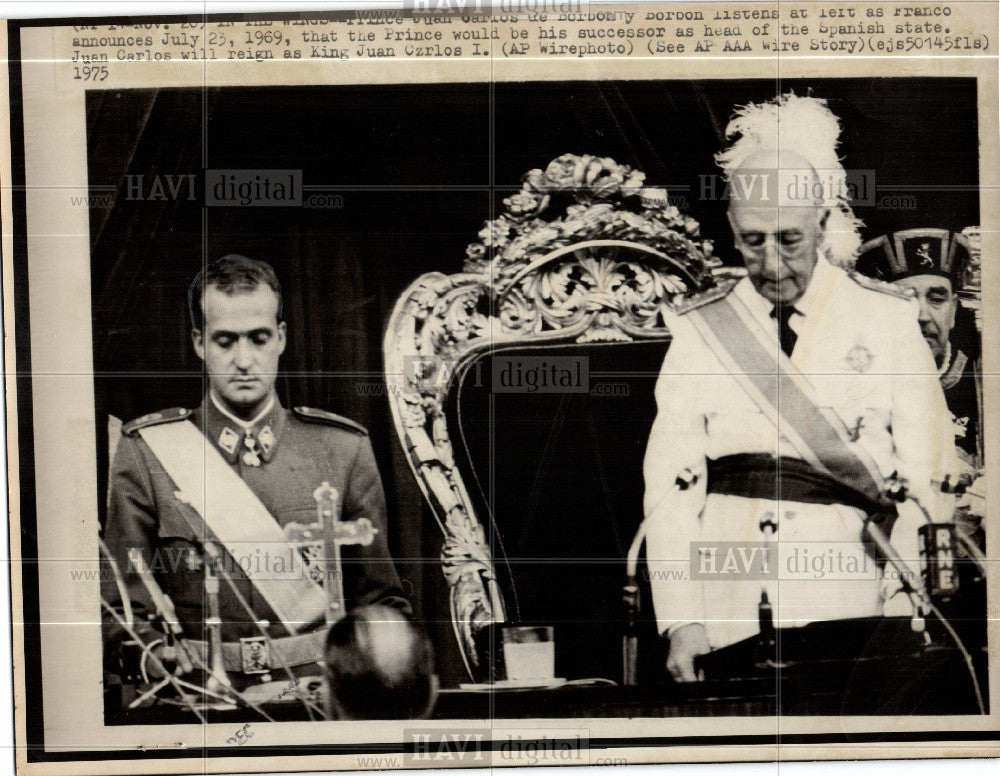 1975 Press Photo Juan Carlos and Francisco Franco - Historic Images