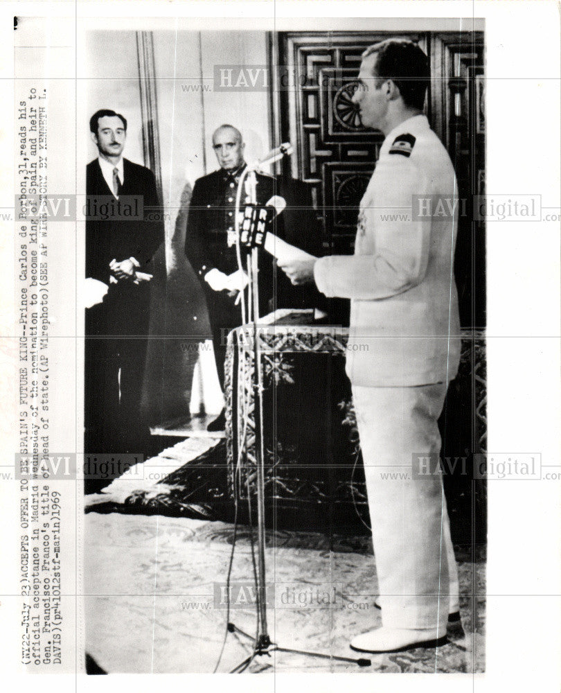 1969 Press Photo Juan Carlos King Spain Royal family - Historic Images