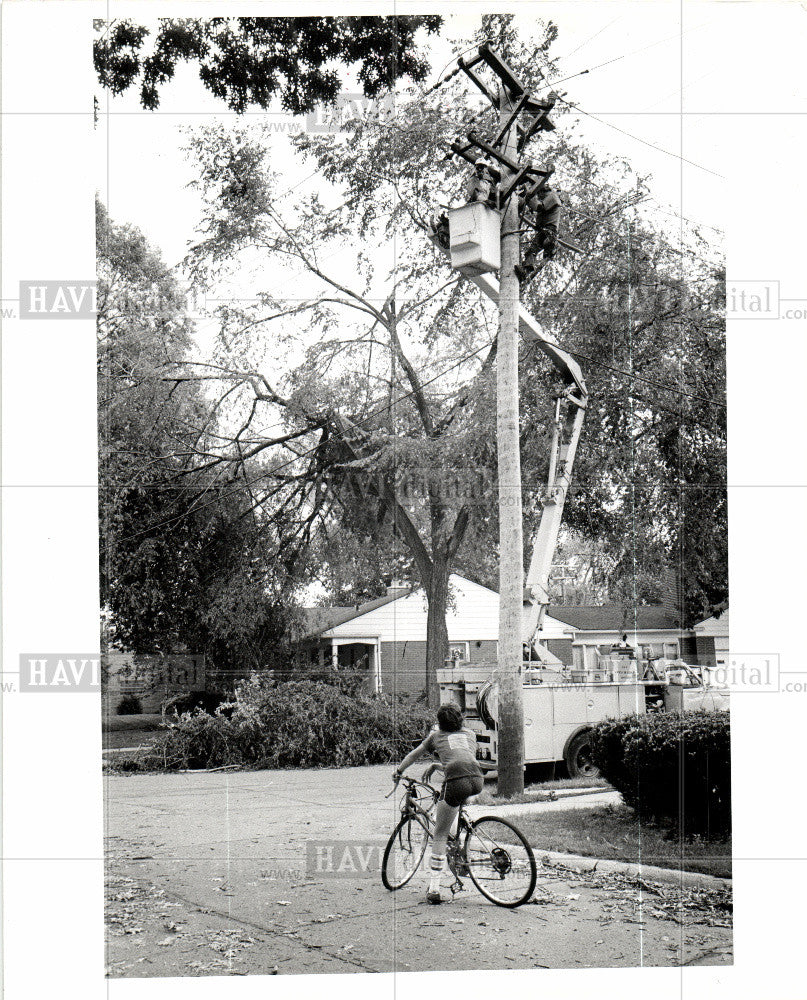 1980 Press Photo Storm Dearborn Linemen 1980 - Historic Images