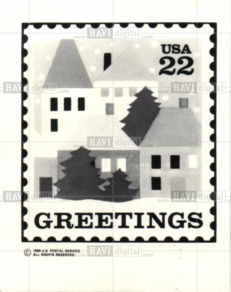 1986 Press Photo postage stamp USA Greetings - Historic Images