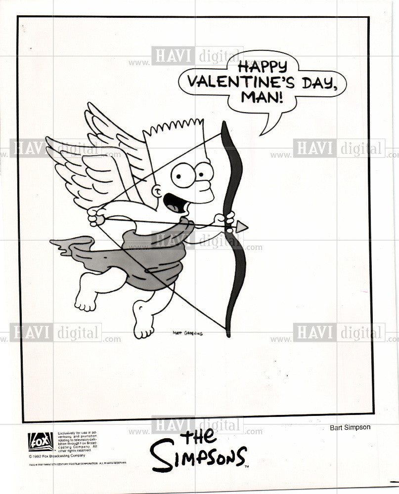 1992 Press Photo bart simpson valentine's day - Historic Images