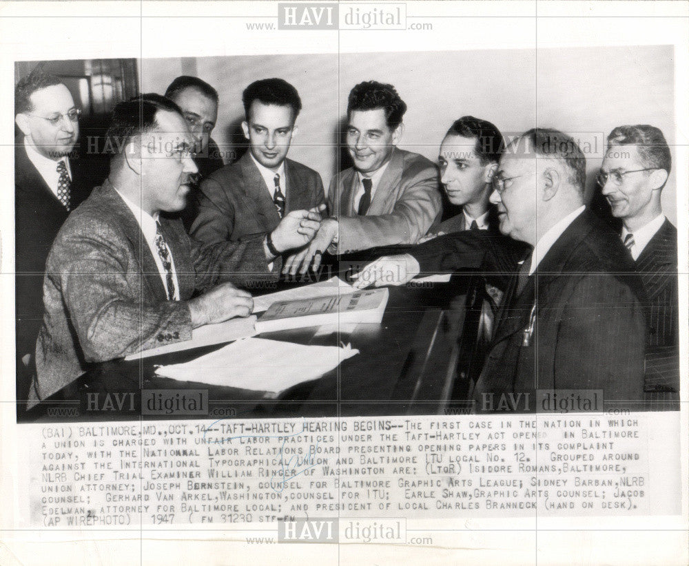 1947 Press Photo TaftÃƒÂ¢Ã¢â€šÂ¬Ã¢â‚¬Å“Hartley Act hearing - Historic Images