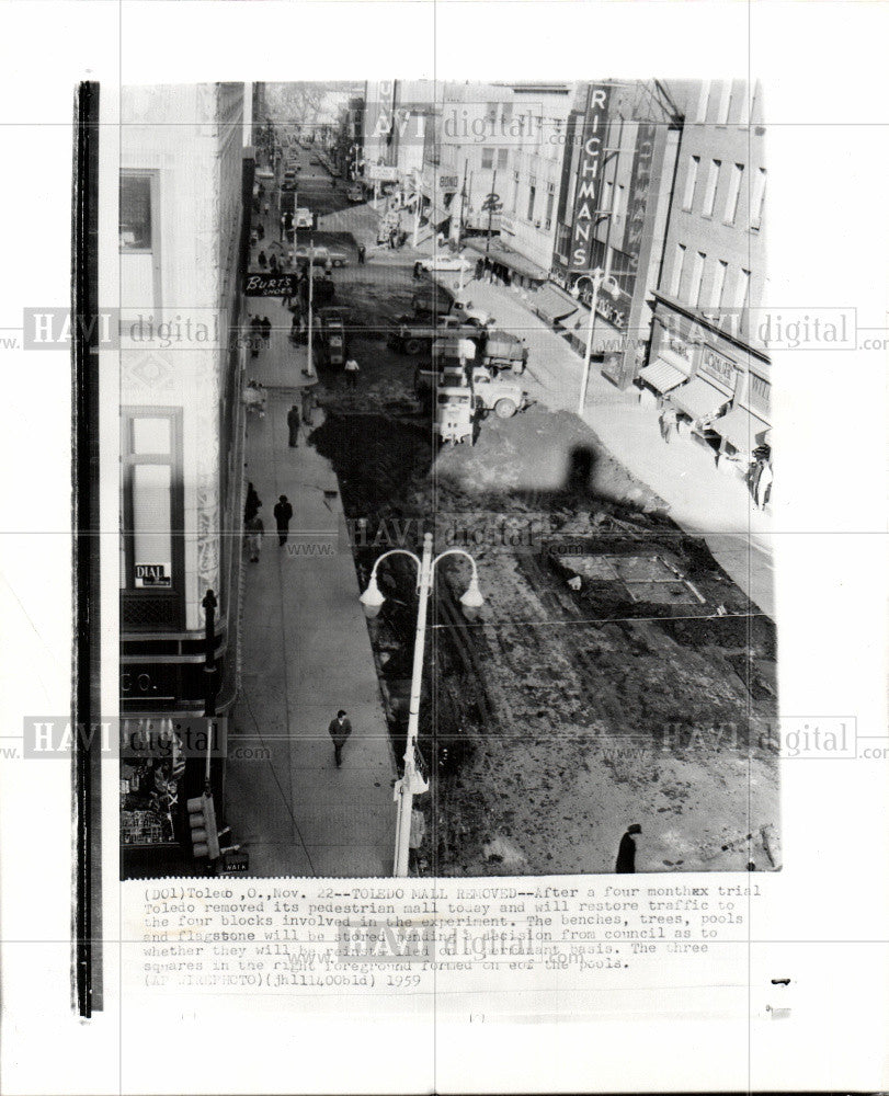 1959 Press Photo TOLEDO MALL REMOVED - Historic Images