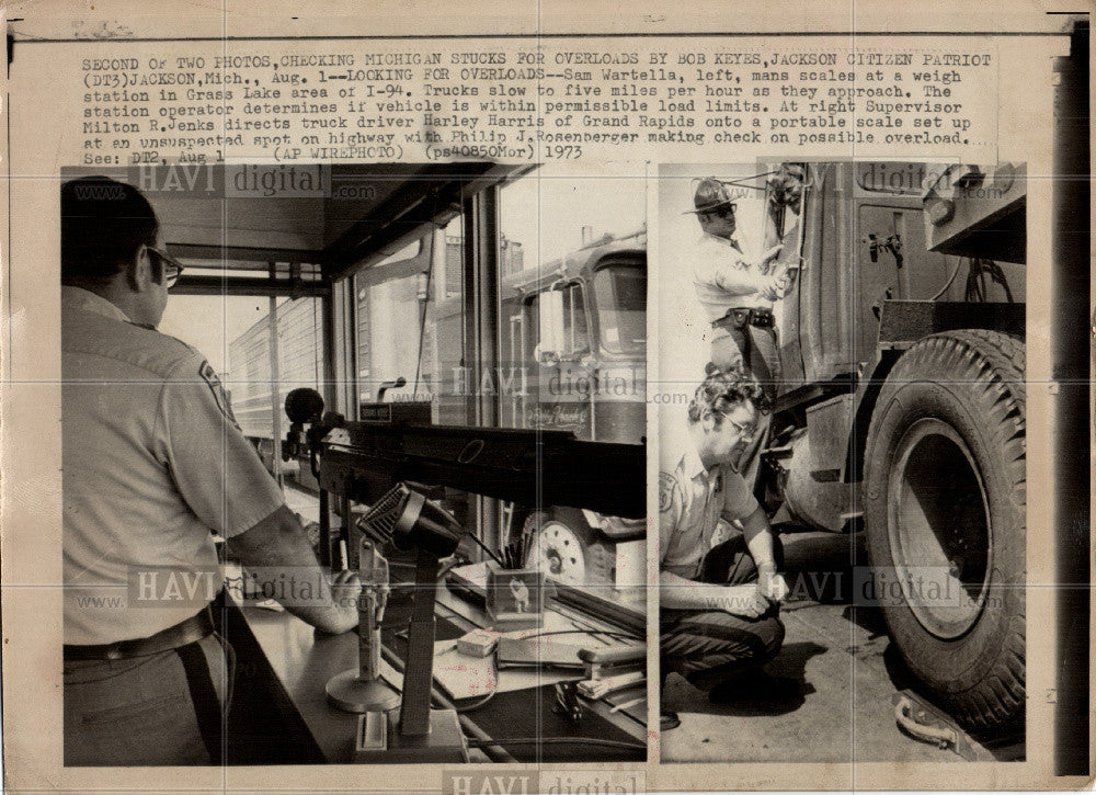 1973 Press Photo Trucking Industry Load Inspection - Historic Images