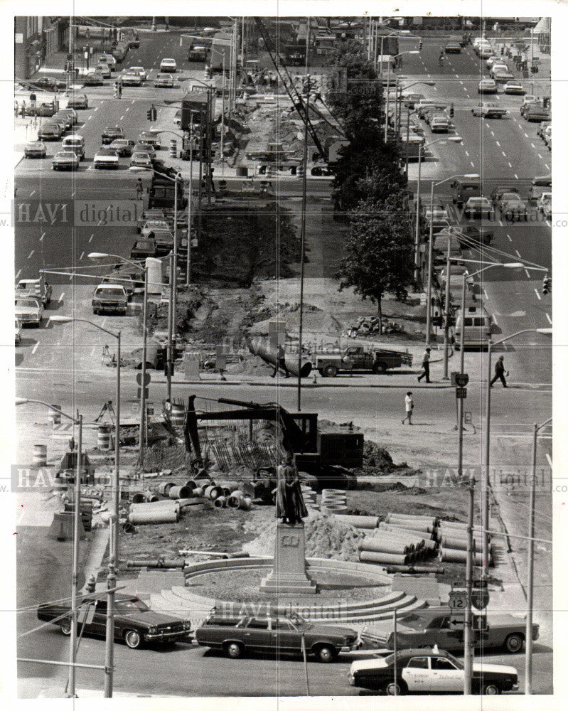 1976 Press Photo trolley Cobo Washington Blvd. - Historic Images