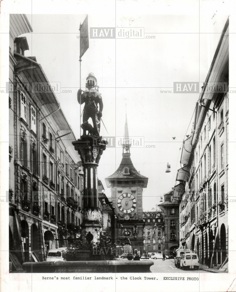 1976 Press Photo Berne Switzerland Clock Tower Tourism - Historic Images