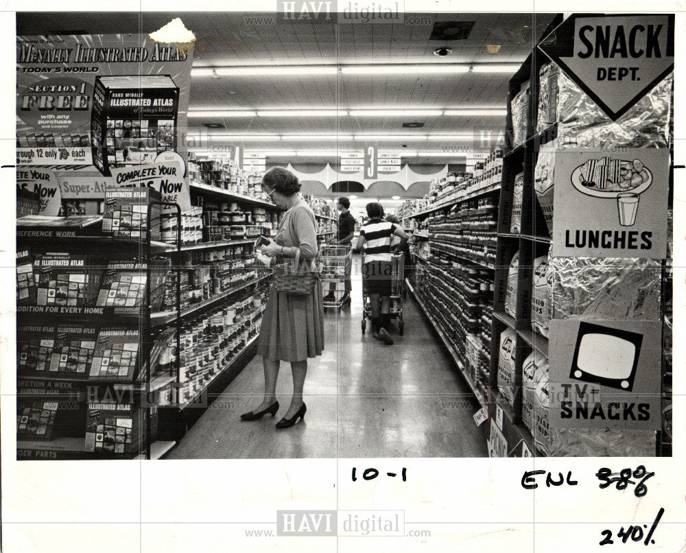 Press Photo Supermarket grocery store departments - Historic Images