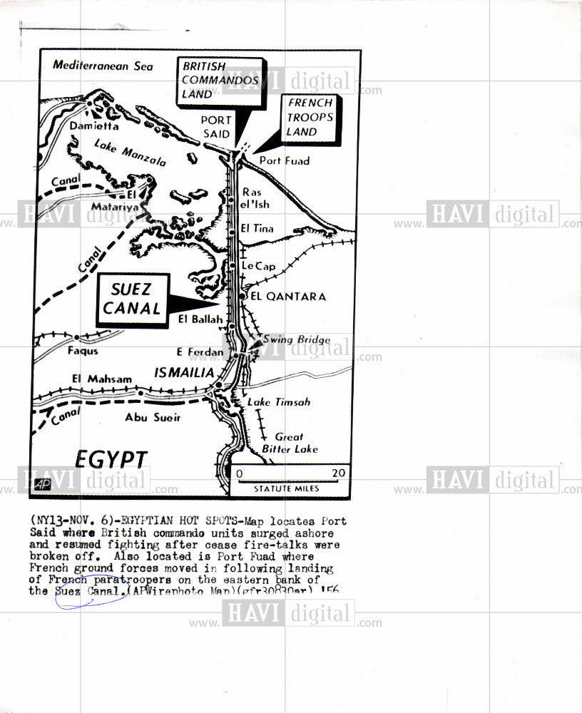 1956 Press Photo port said british commando suez canal - Historic Images