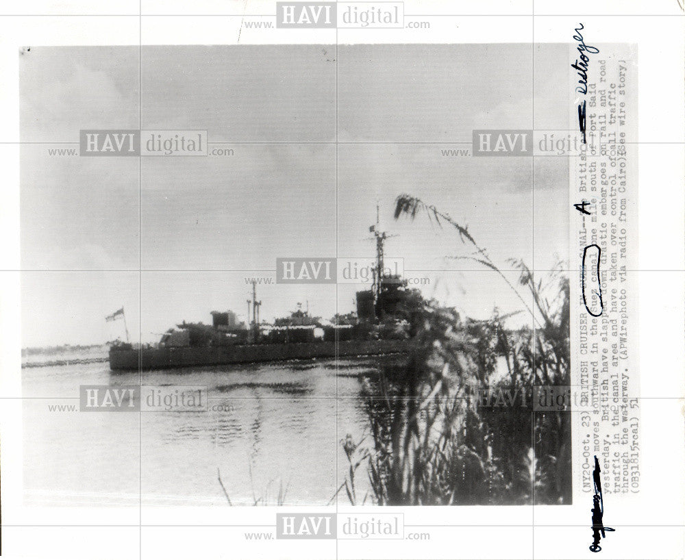 1951 Press Photo British Destroyer Suez Canal - Historic Images