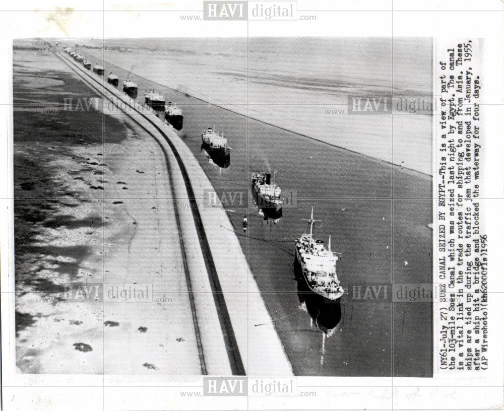 Press Photo Suez Canal Ships Waterway - Historic Images