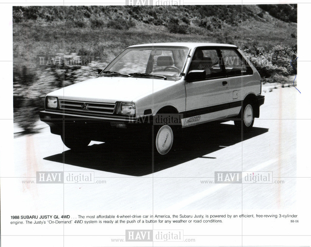 1988 Press Photo Subaru Justy 4WD Car On Demand - Historic Images