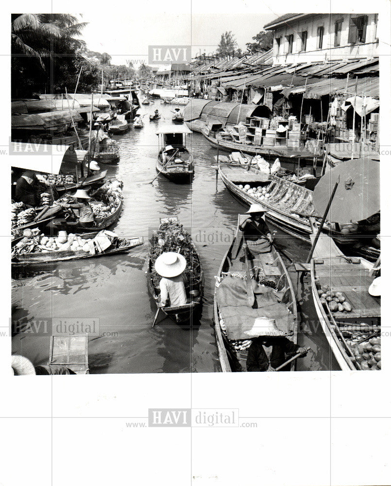 1966 Press Photo bangkok floating market famous - Historic Images