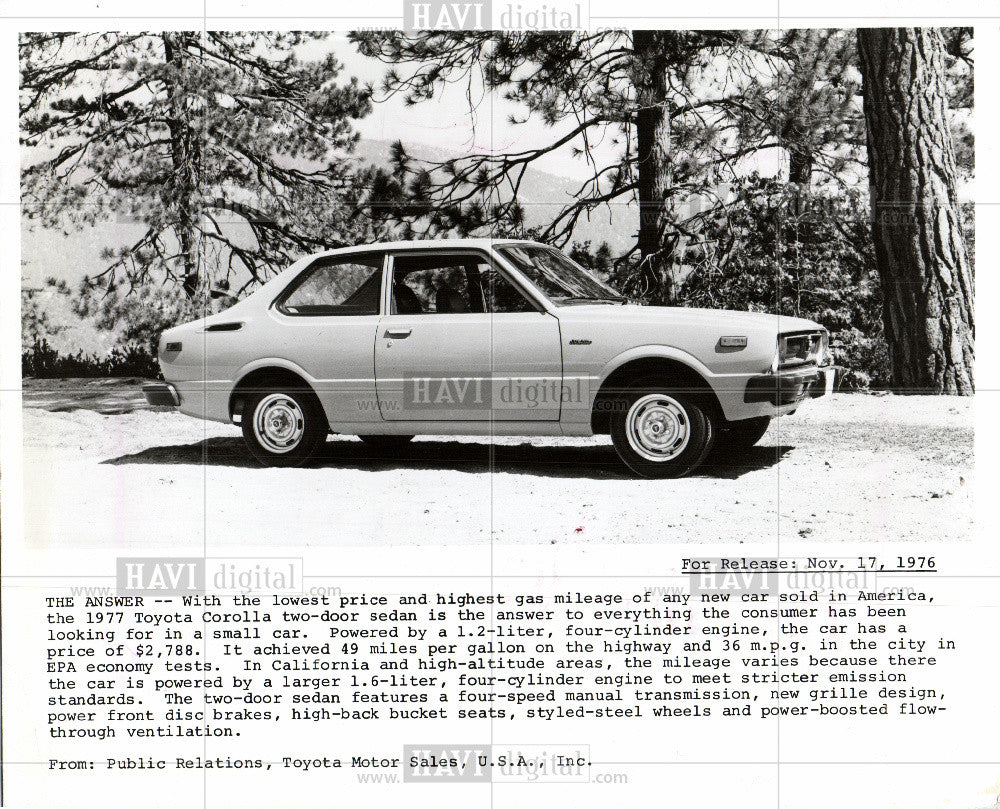 1976 Press Photo TOYOTA CORALLA - Historic Images