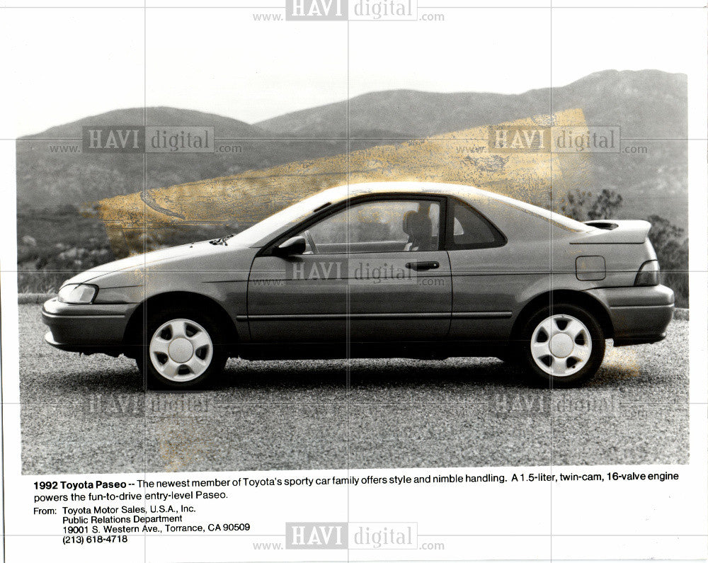 1991 Press Photo 1992 Toyoto Poseo, Automobile - Historic Images