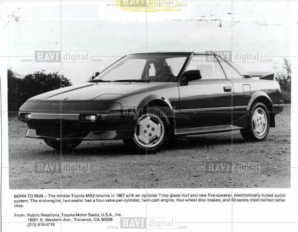 1987 Press Photo toyota mr2 1987 sports car - Historic Images