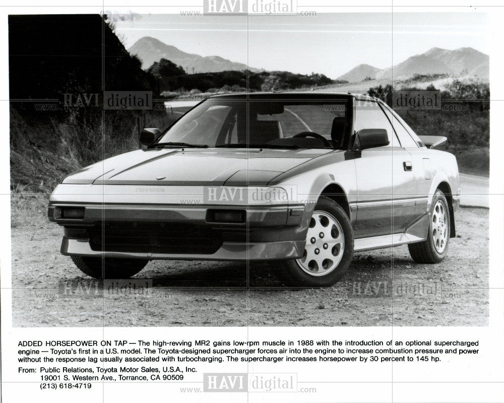 1988 Press Photo toyota, MR2, 1988, CAR, ENGINE, 145 HP - Historic Images