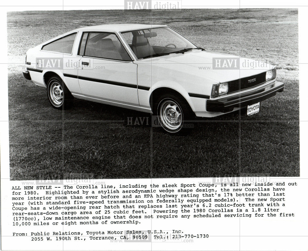 1980 Press Photo 190 Toyota Corolla Sport Coupe car - Historic Images