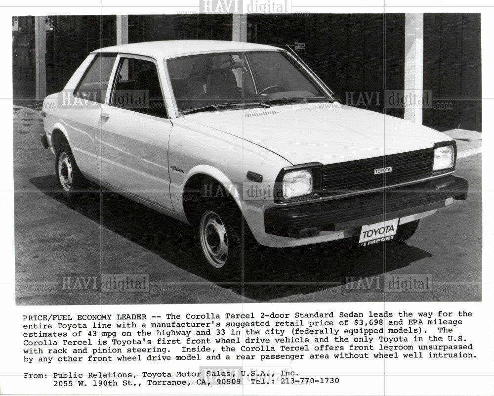 1981 Press Photo Toyota Corolla Tercel Standard Sedan - Historic Images