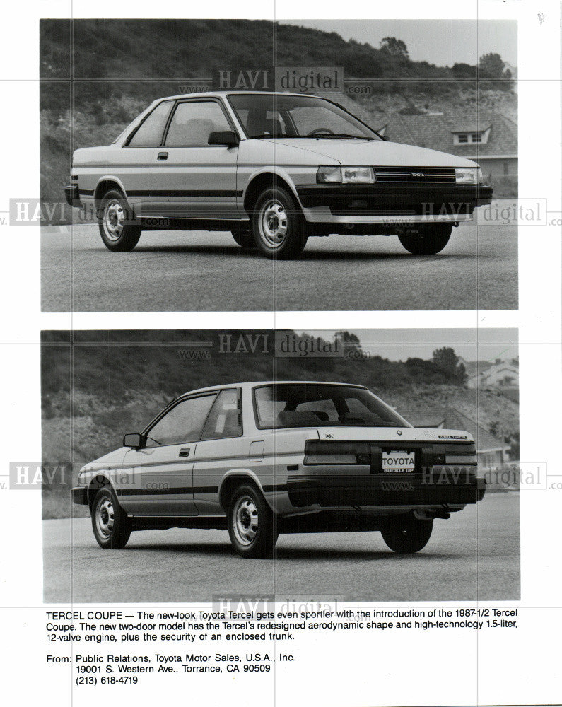 1987 Press Photo Car Toyota Tercel Automobile - Historic Images